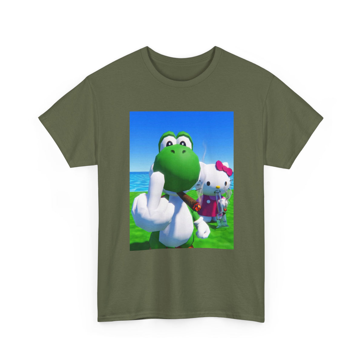 Yoshi Giving Finger And Hello Kitty Bong Rip