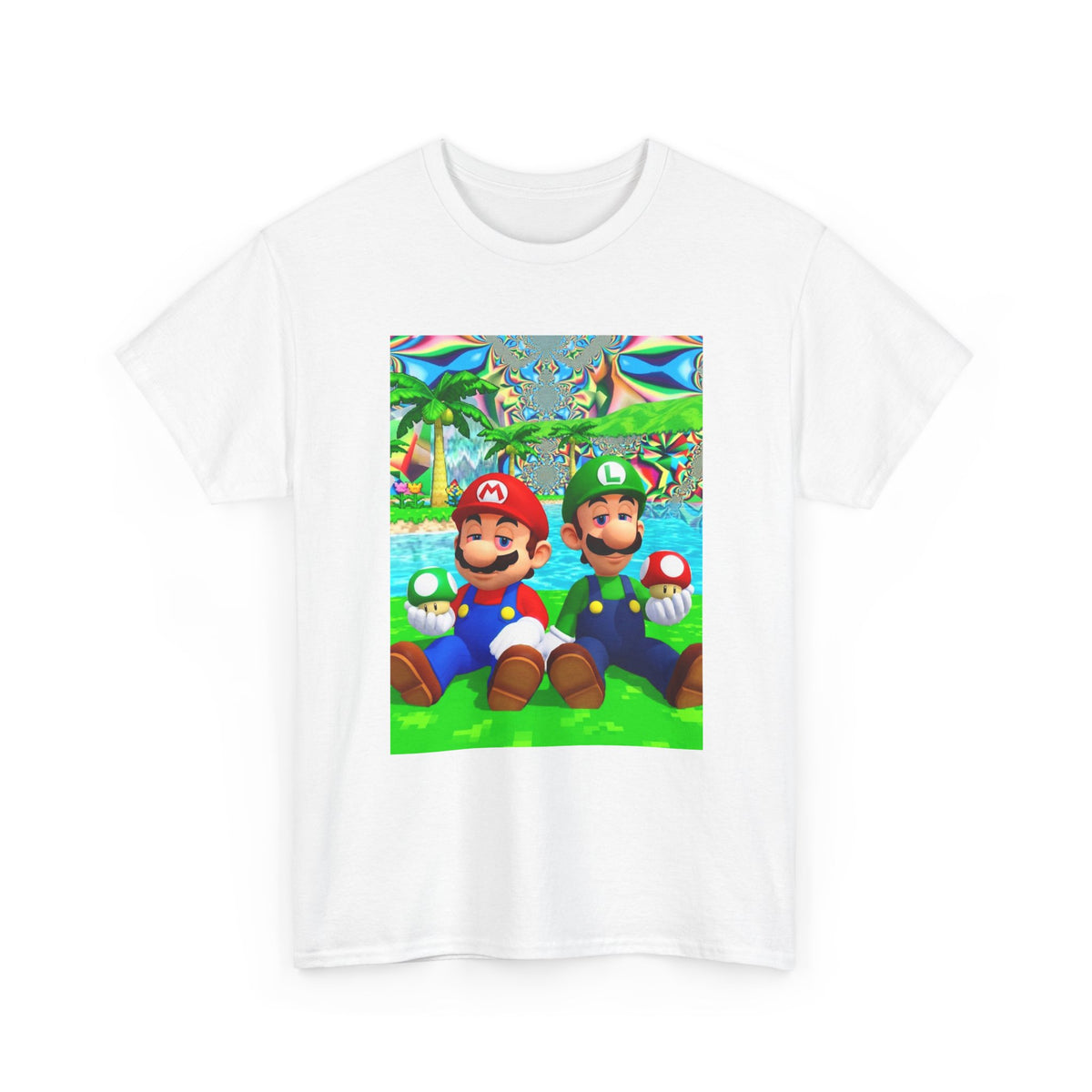 Mellow Mario And Luigi With Mushrooms Tee