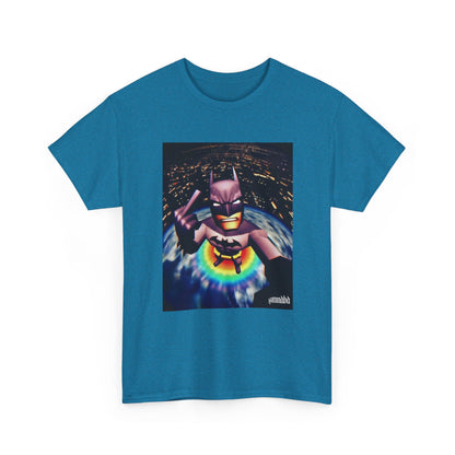 Pixel Batman Soaring Above Earth Tee