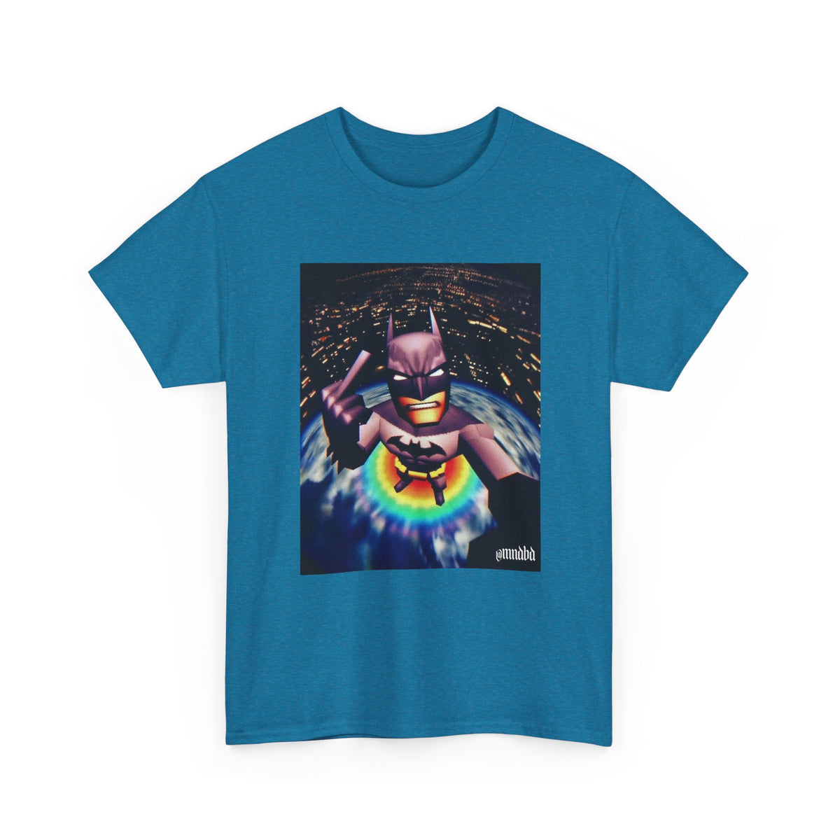 Pixel Batman Soaring Above Earth Tee