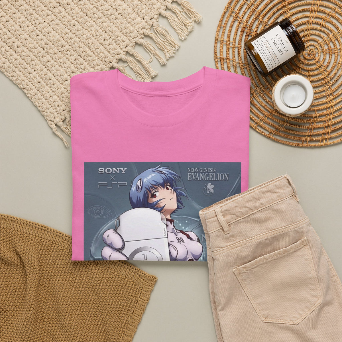 Rei Ayanami Holds PSP Collaboration Tee