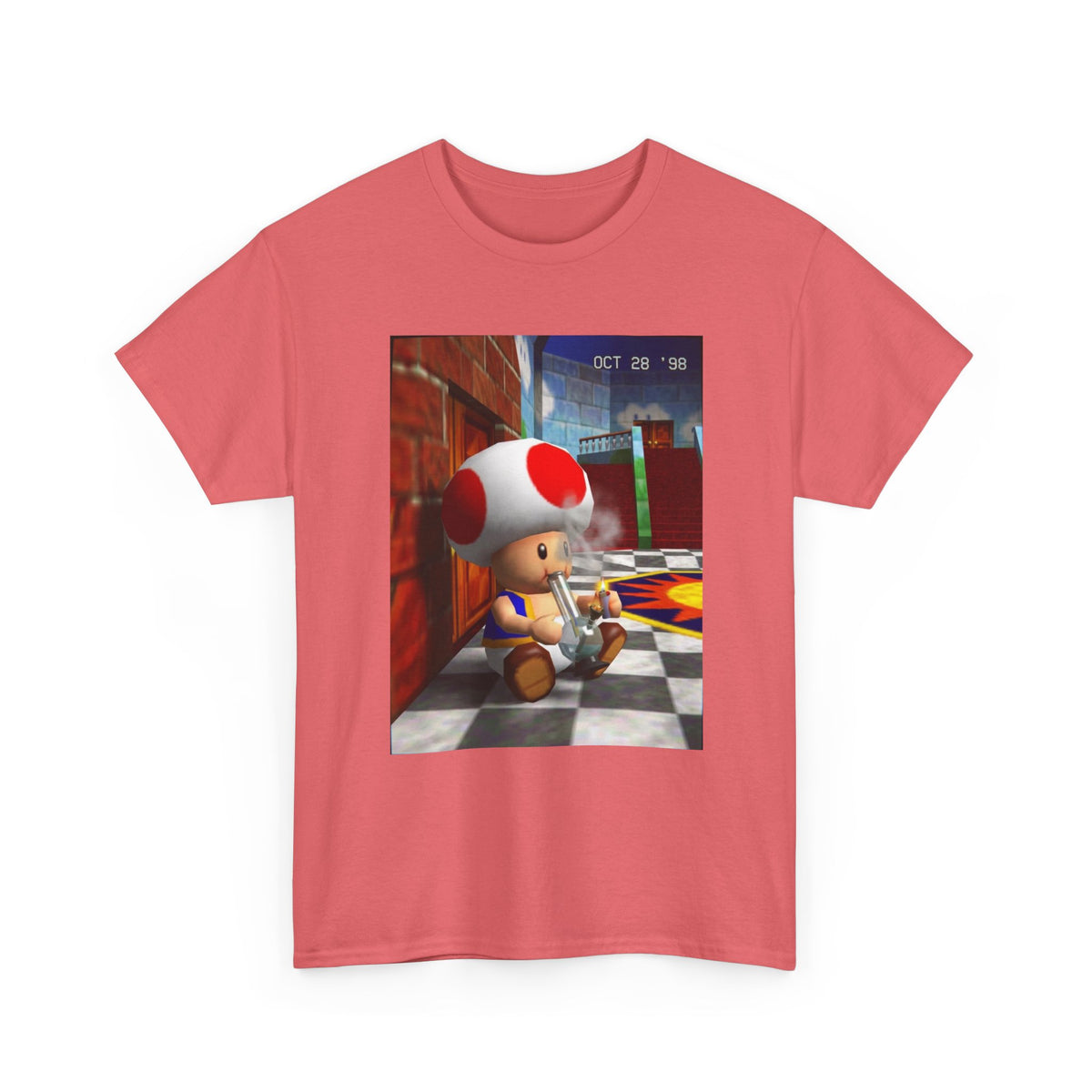 Toad Hitting Bong In Retro World Tee