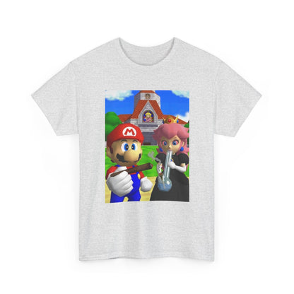 Mario and Peach Puffing Outside Castle