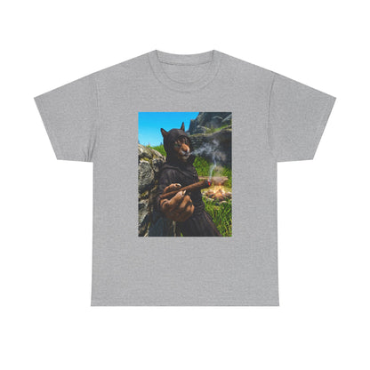 Khajiit Monk Smoking By Campfire Tee