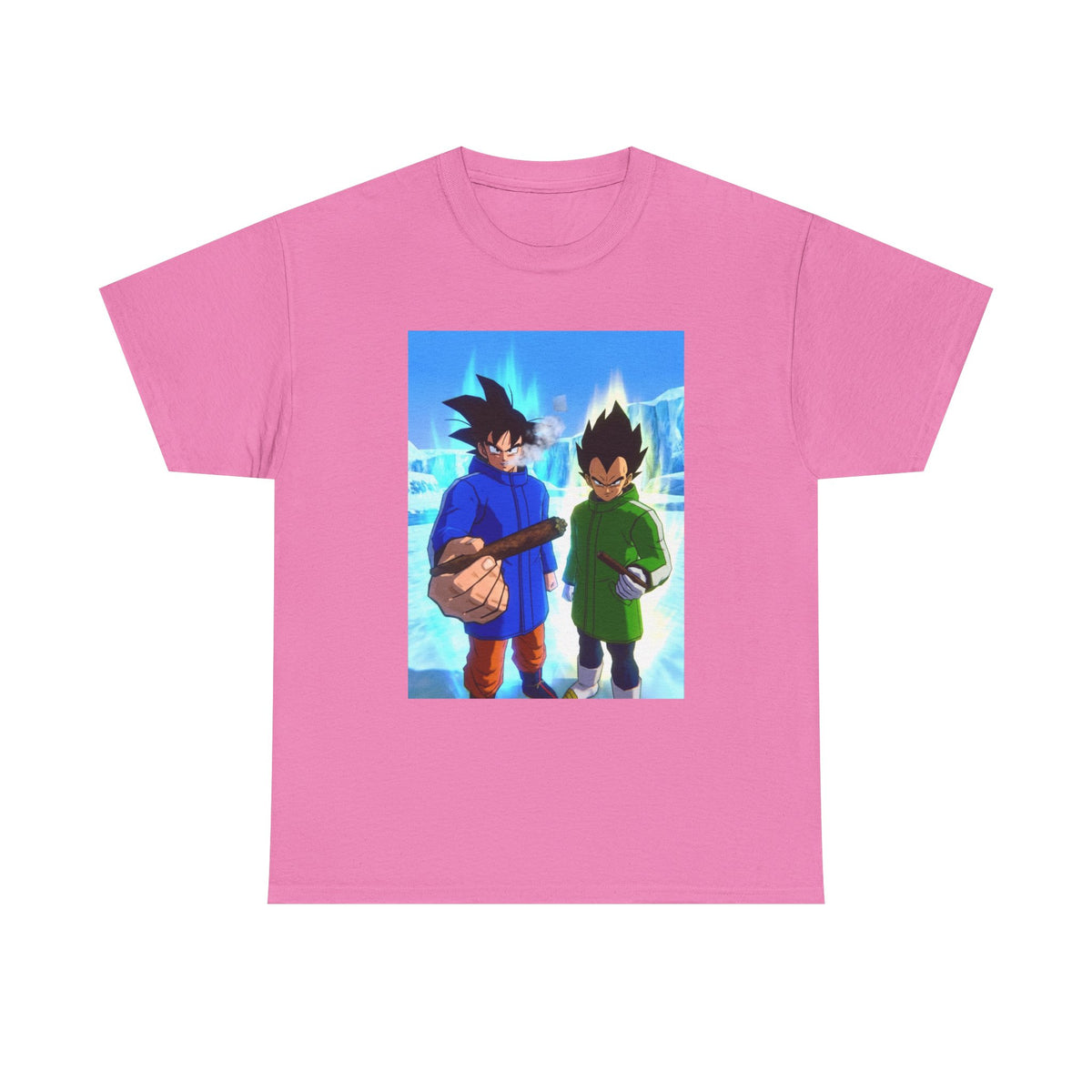 Goku And Vegeta Smoking In Snowy Scene Tee