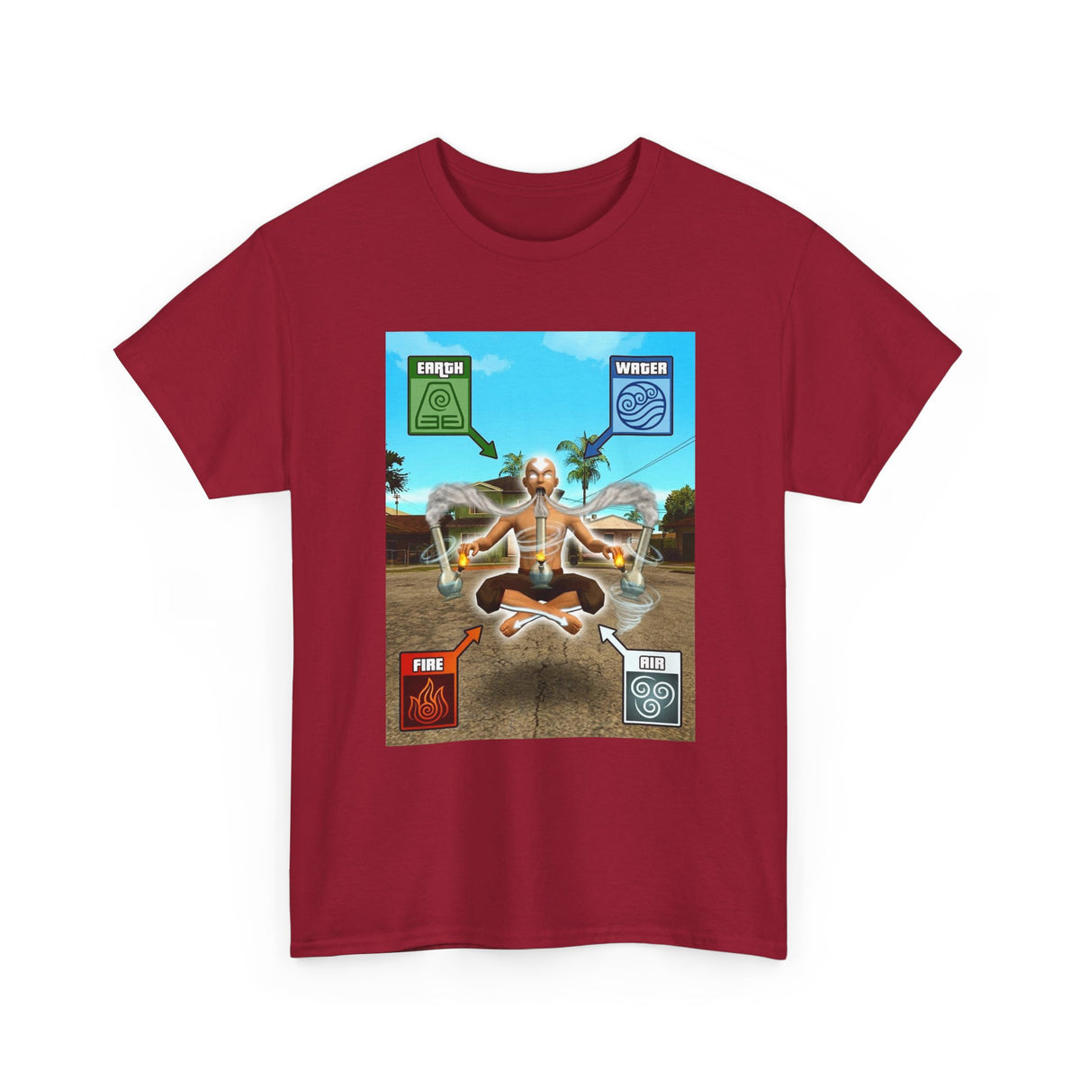 Meditating Avatar Bending All Elements Tee