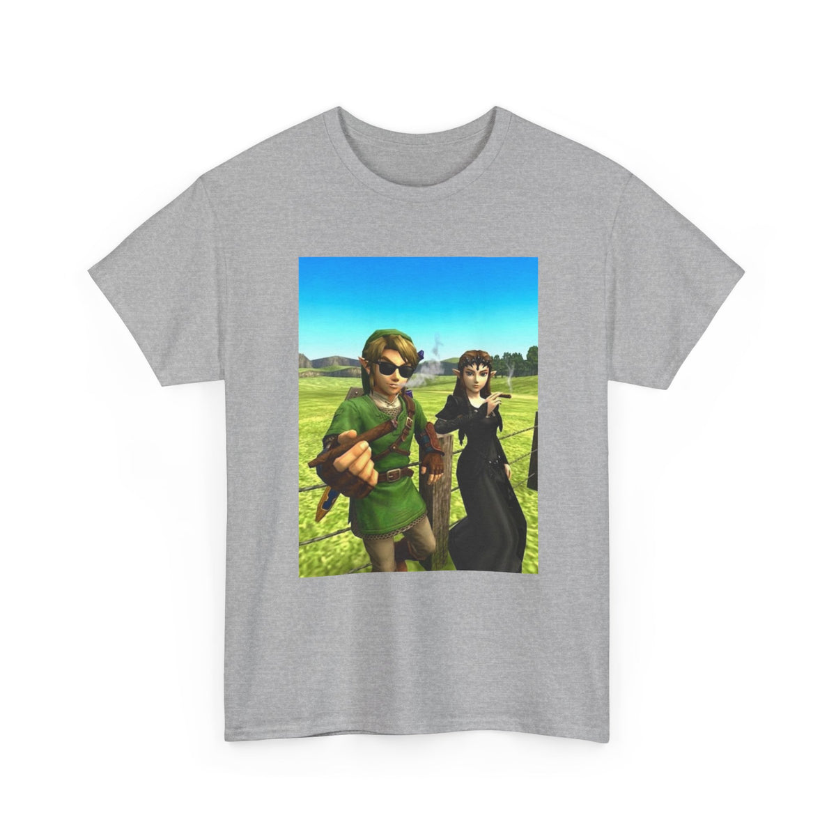 Link and Zelda Smoking Cigars In A Field