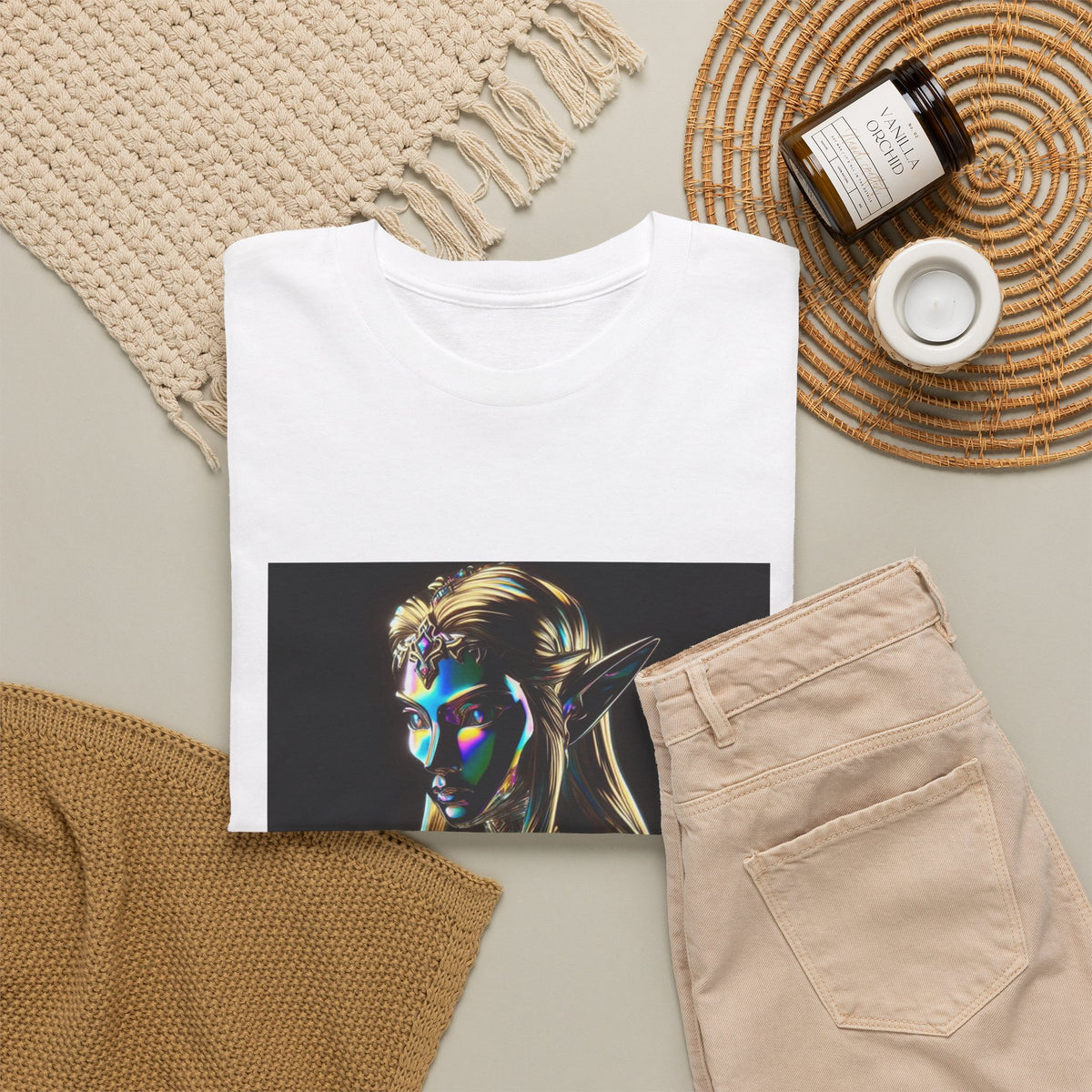 Iridescent Elven Warrior Princess Chrome Tee