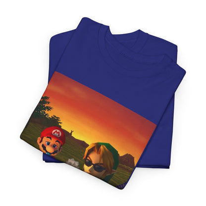 Mario and Link Chilling by Campfire