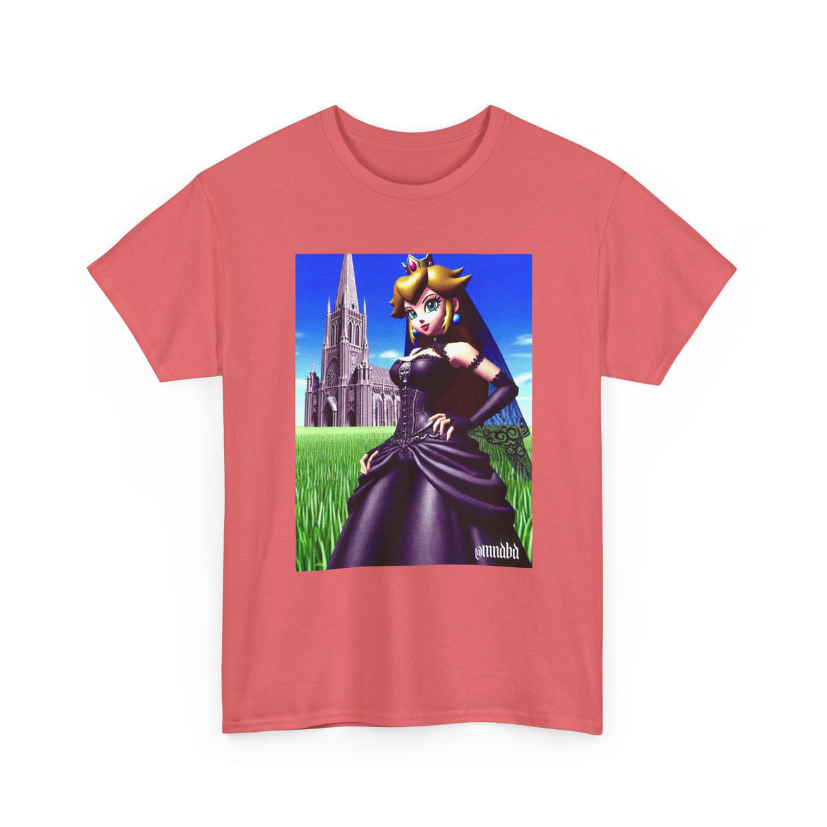 Gothic Princess Peach Posing Before Cathedral
