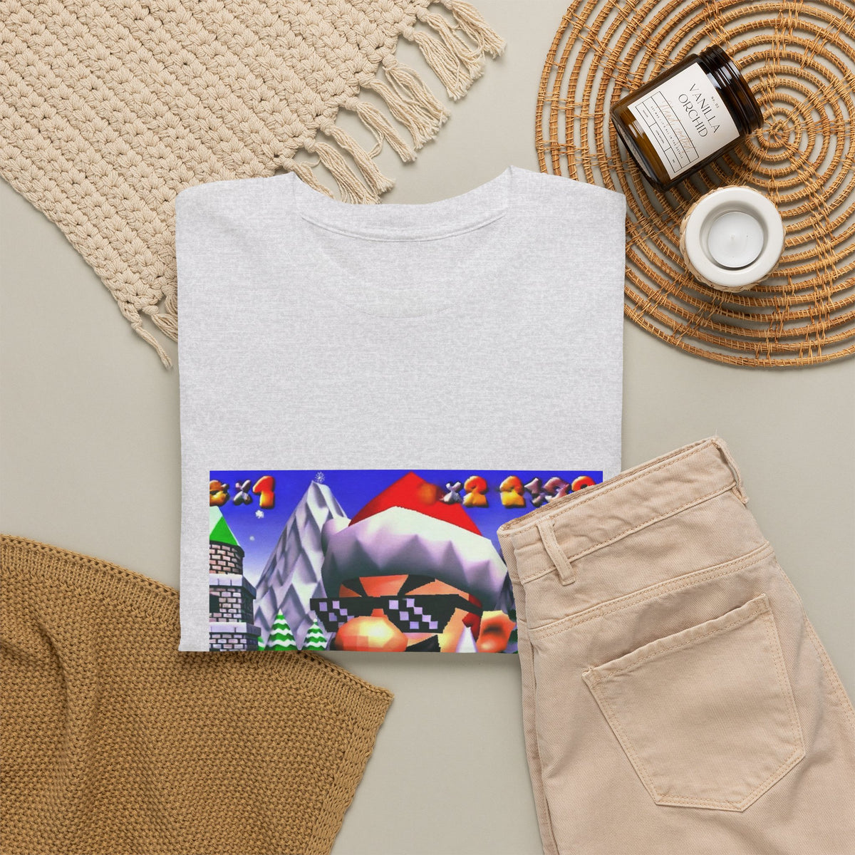 Deal With It Santa Mario Smoking Blunt Tee