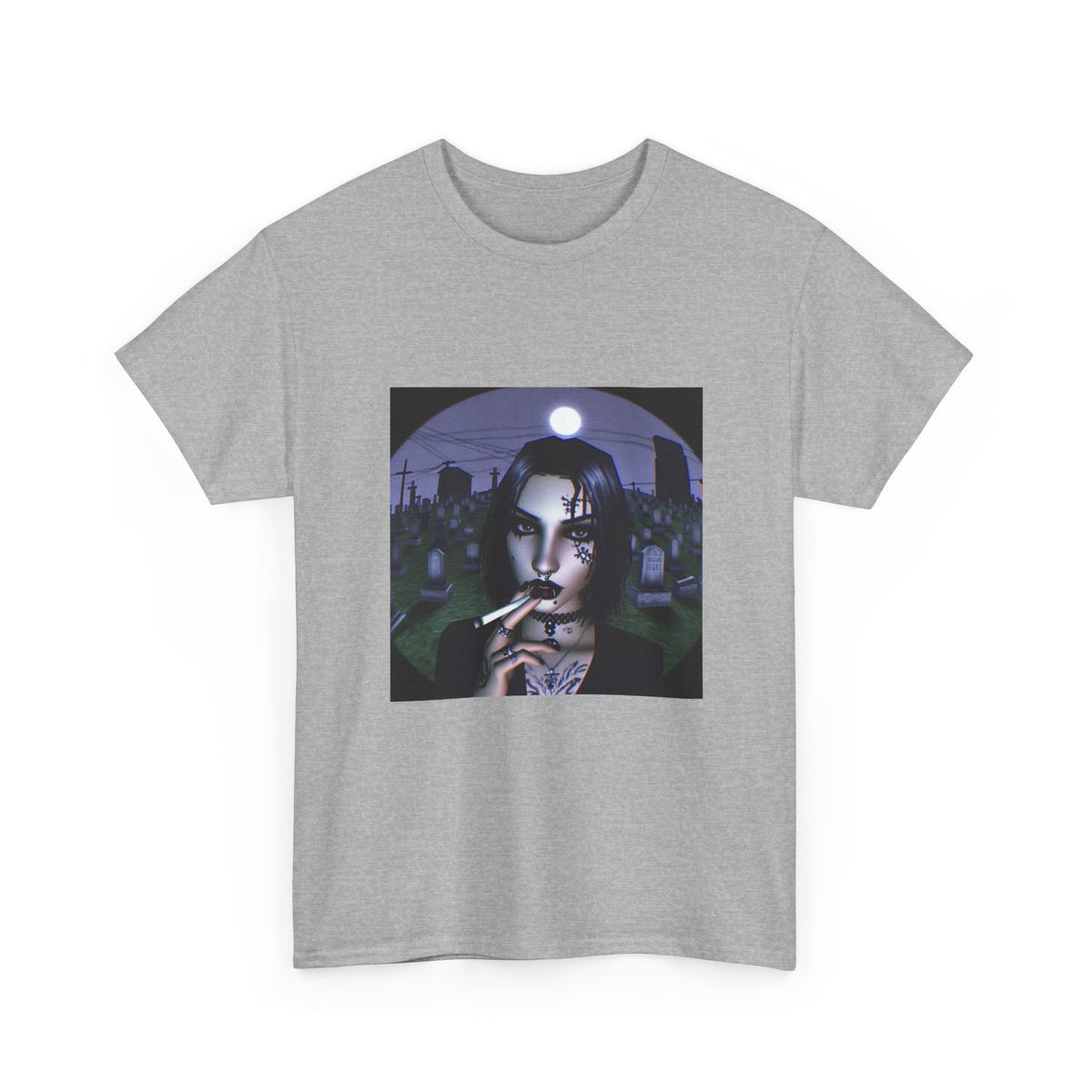Goth Queen Smoking In Cemetery Moonlight Tee
