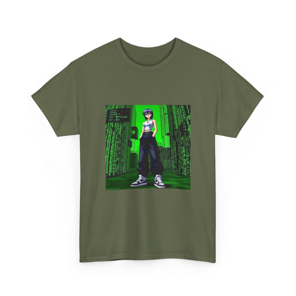 Anime Girl In Matrix Code City
