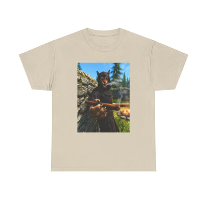 Khajiit Smoking Fat Cigar Campfire Tee