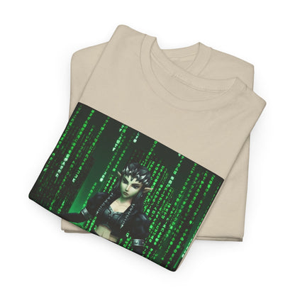 Cyberpunk Elf Queen In The Matrix City Tee
