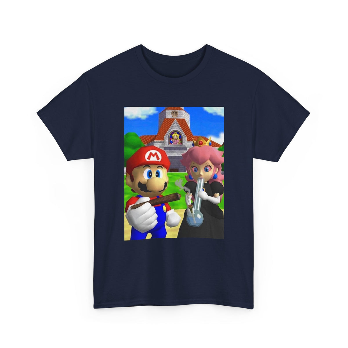 Mario and Peach Puffing Outside Castle