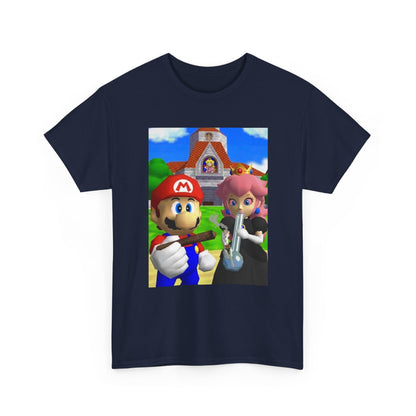 Mario and Peach Puffing Outside Castle