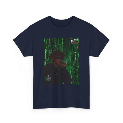 Anime Character Smoking Cigar In Matrix Tee