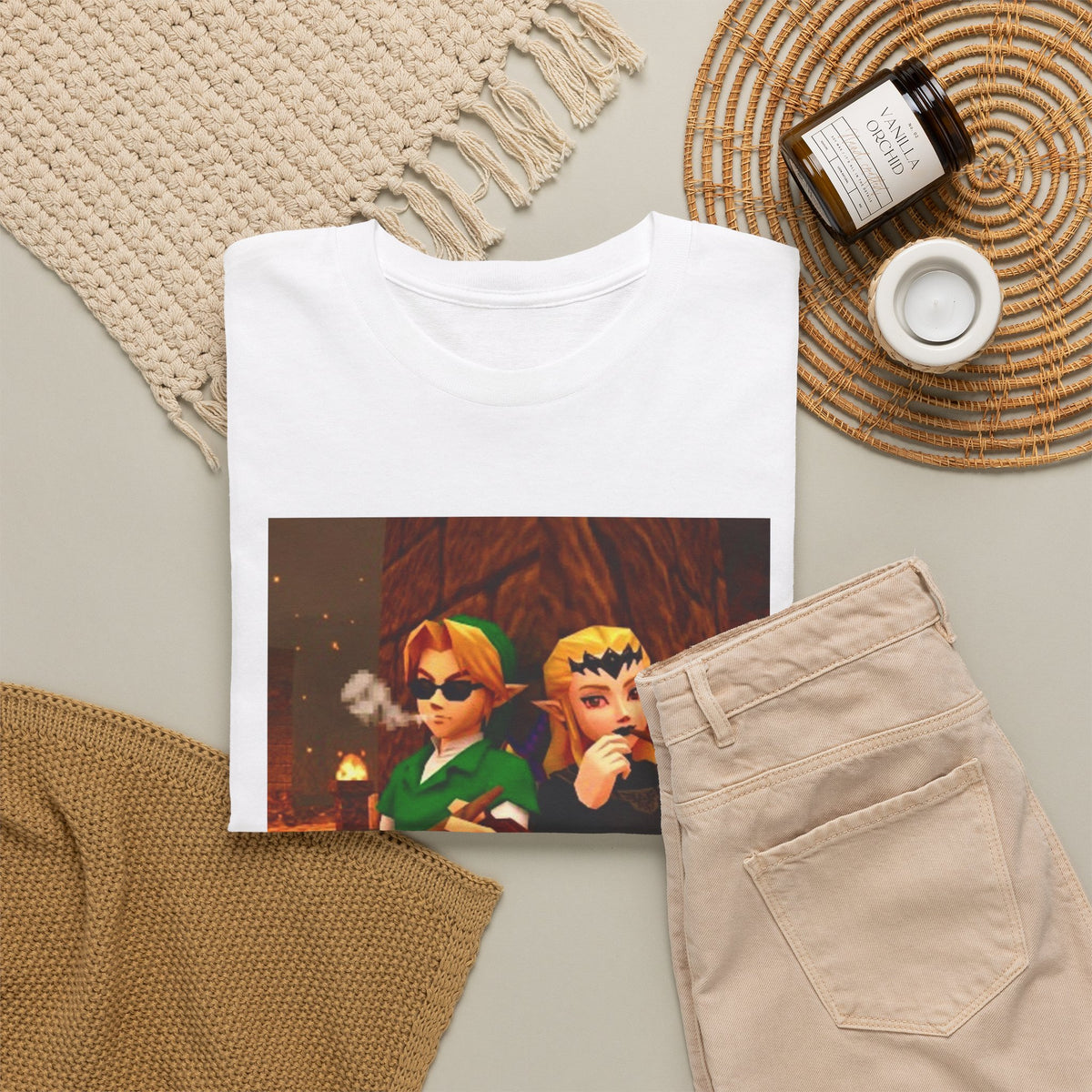 Link and Zelda Chillin' With Cigars Tee
