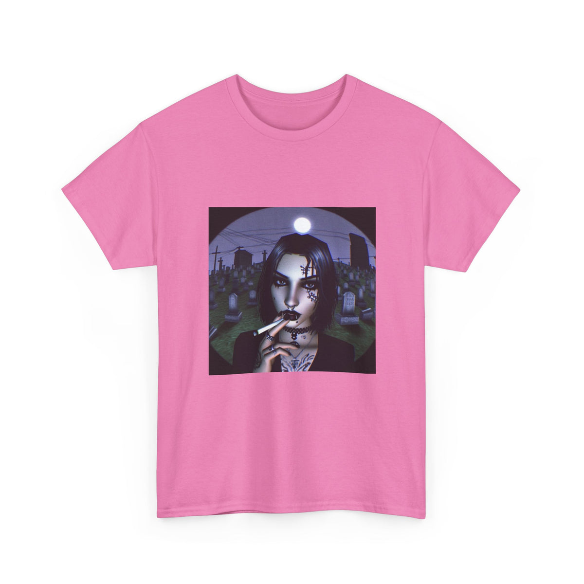 Goth Queen Smoking In Cemetery Moonlight Tee