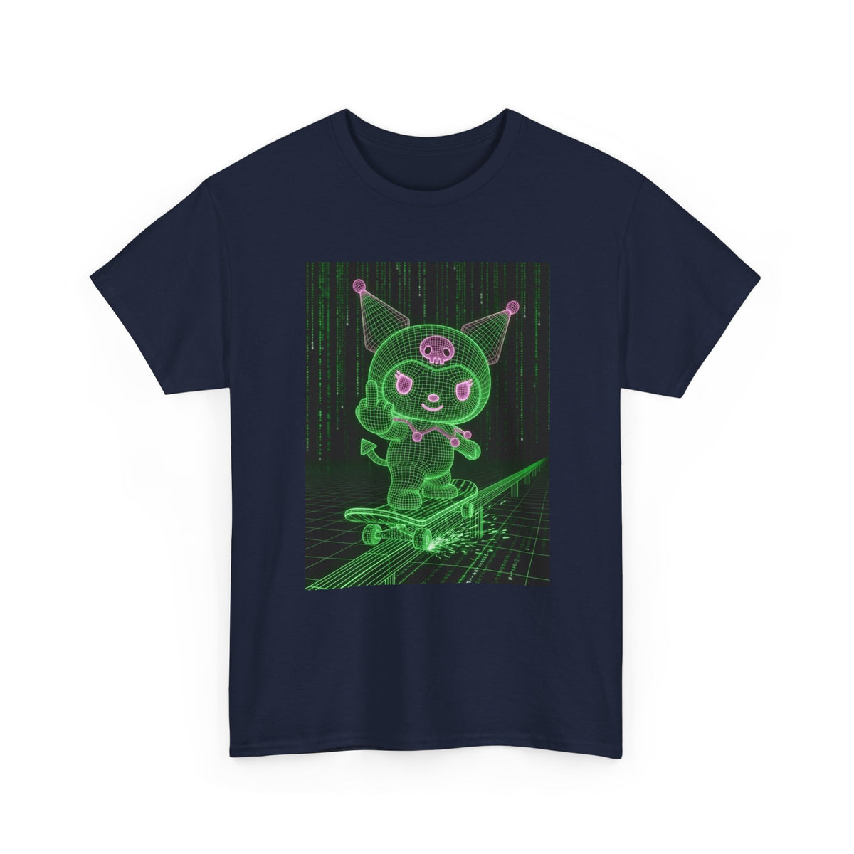 Kuromi Matrix Glitch Skateboard Flip Tee