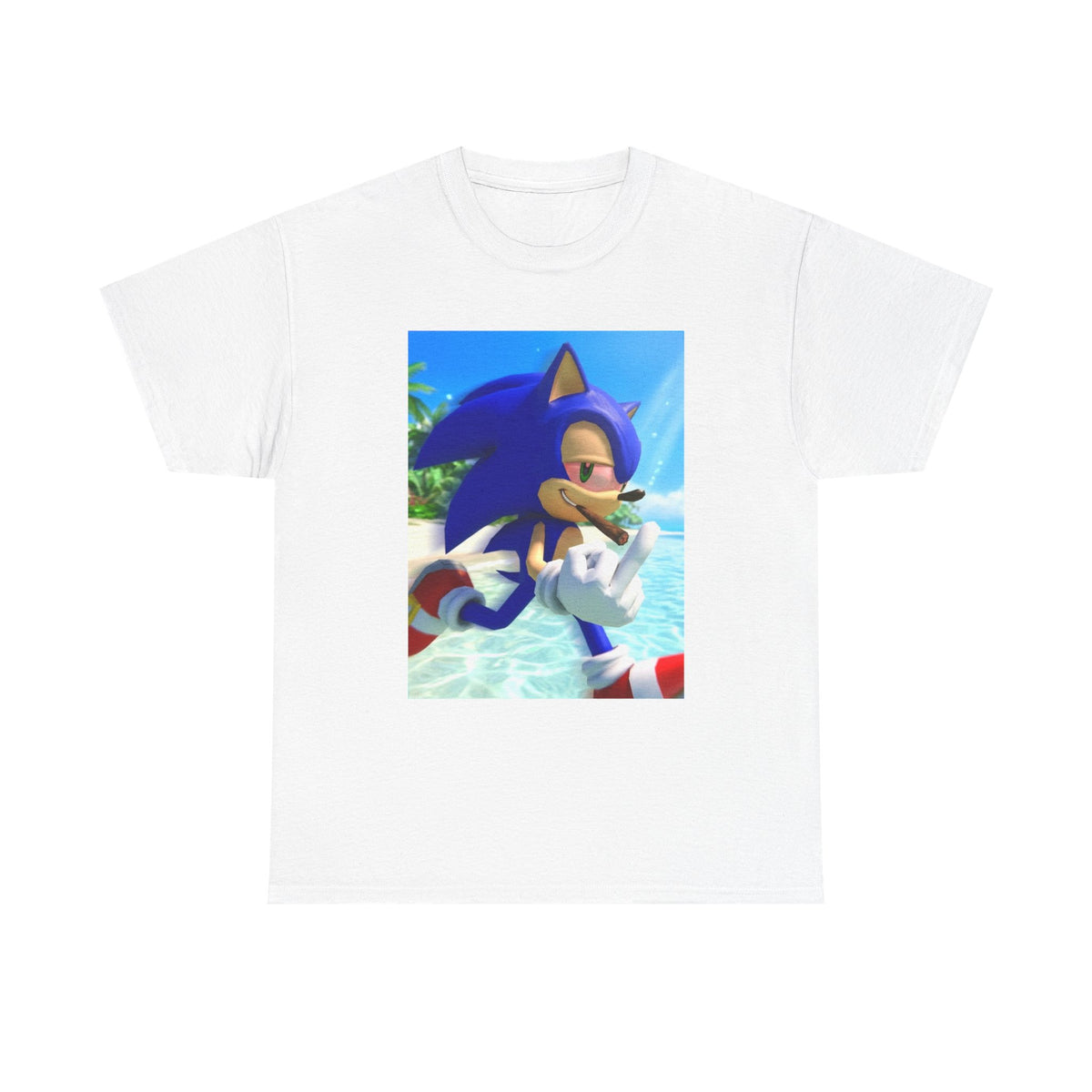 Sonic Smoking Blunt At Beach Tee