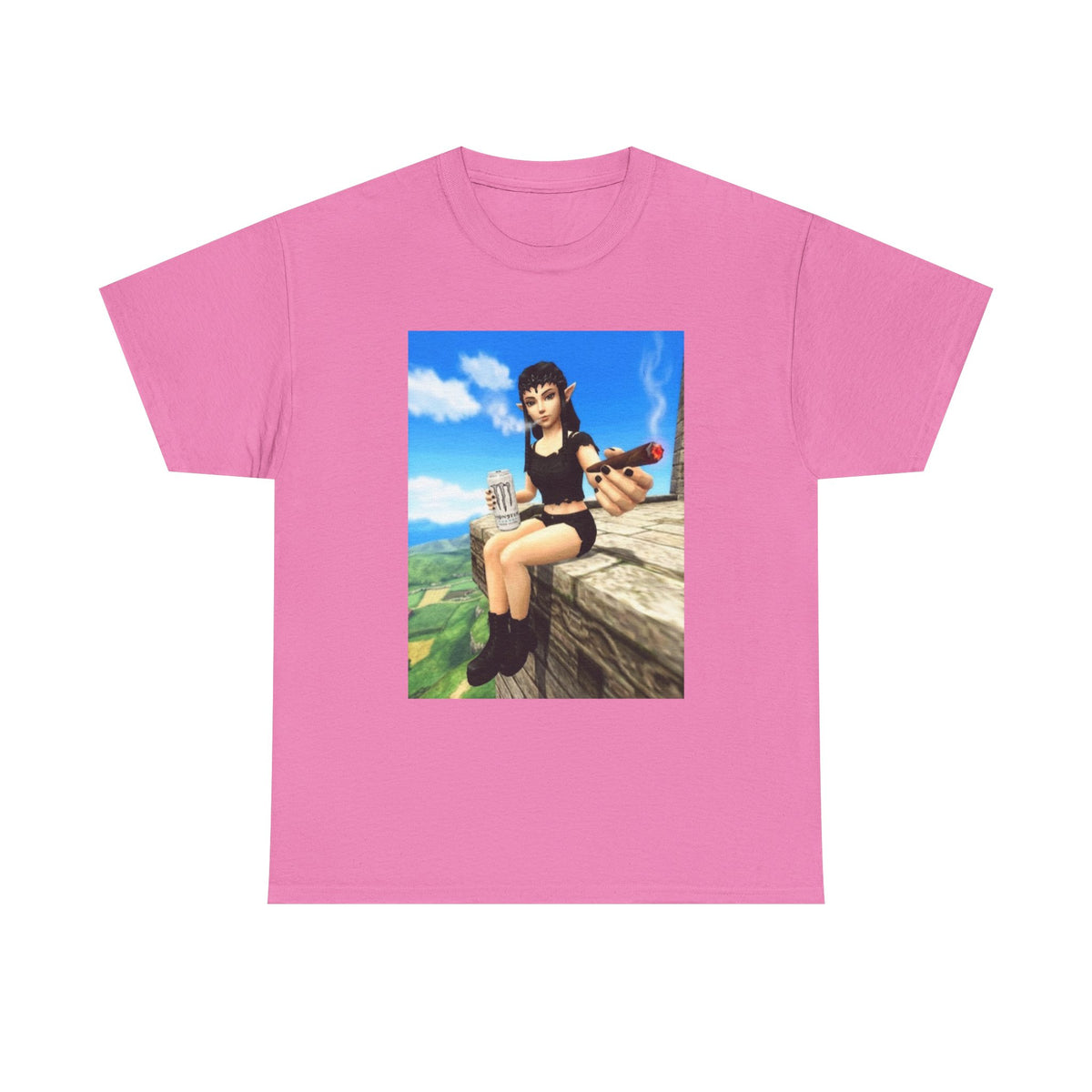 Elf Girl Smoking Cigar On Mountain Tee