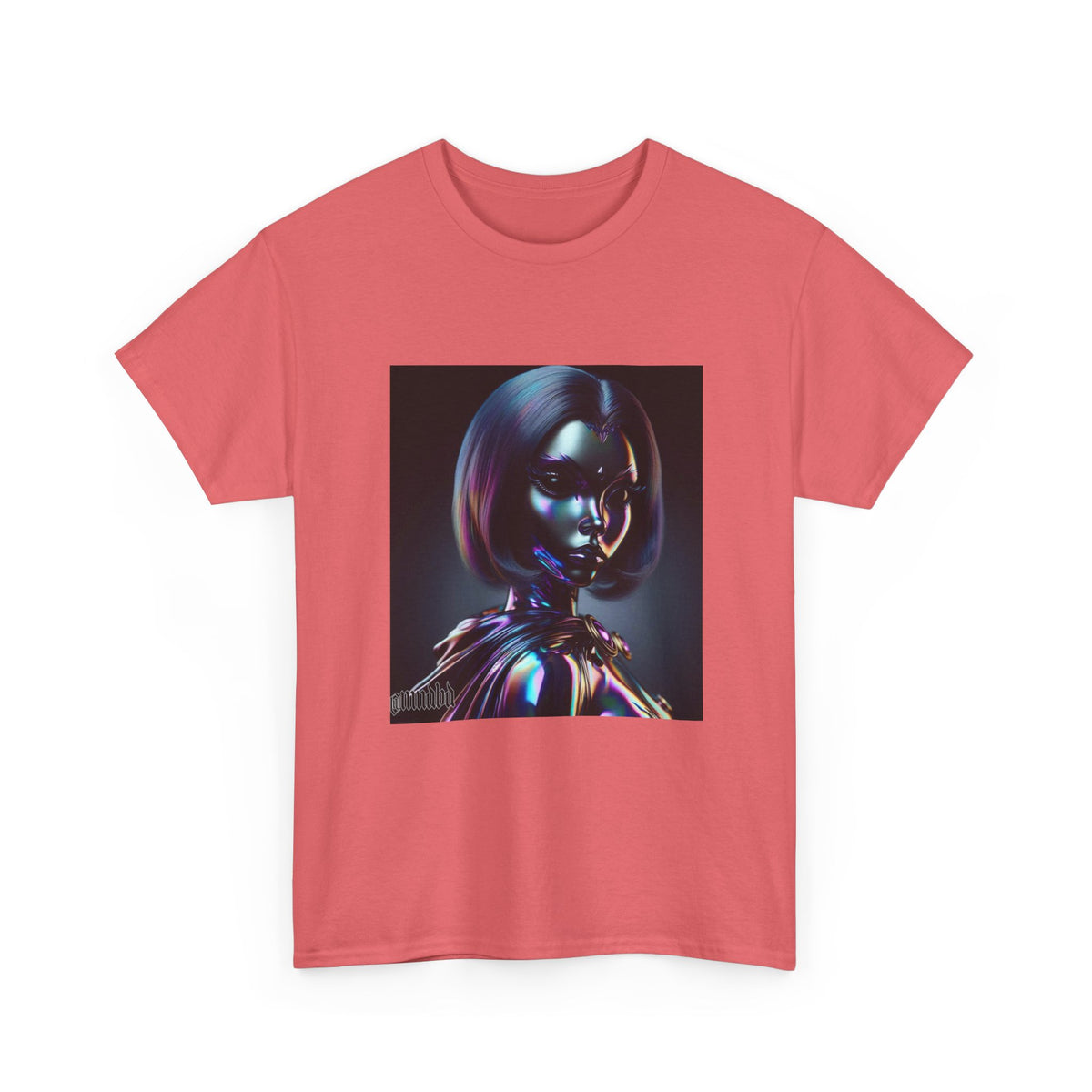 Holographic Cyberpunk Raven Stares Intensively