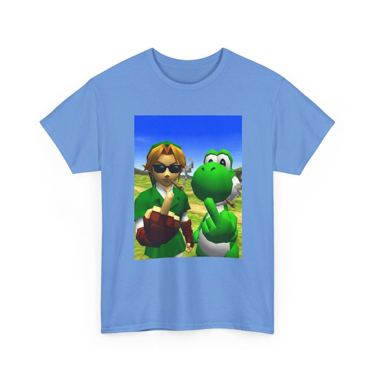 Link And Yoshi Flipping Off The World