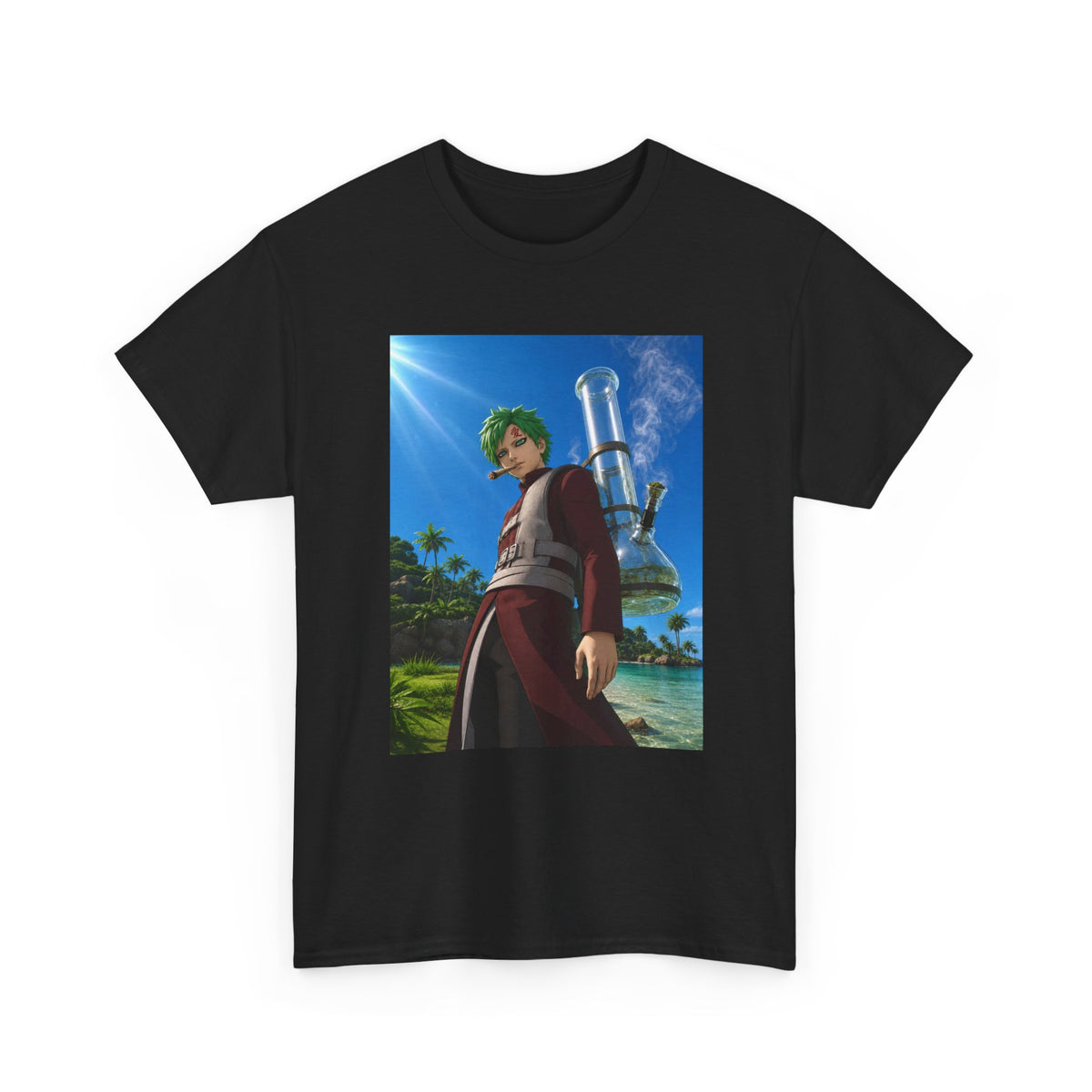 Green-Haired Gaara Chilling On A Tropical Beach