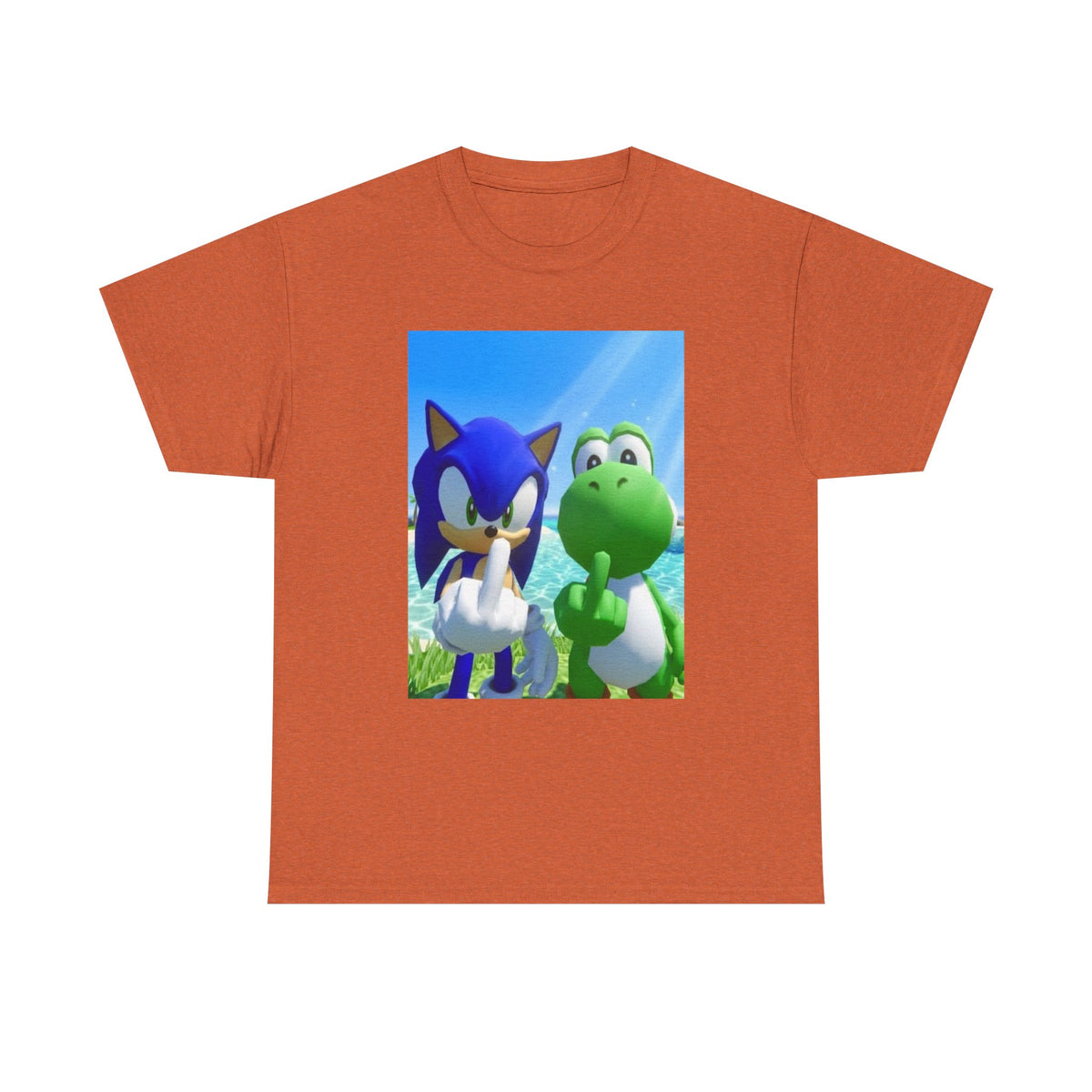 Sonic And Yoshi Flipping Off On The Beach