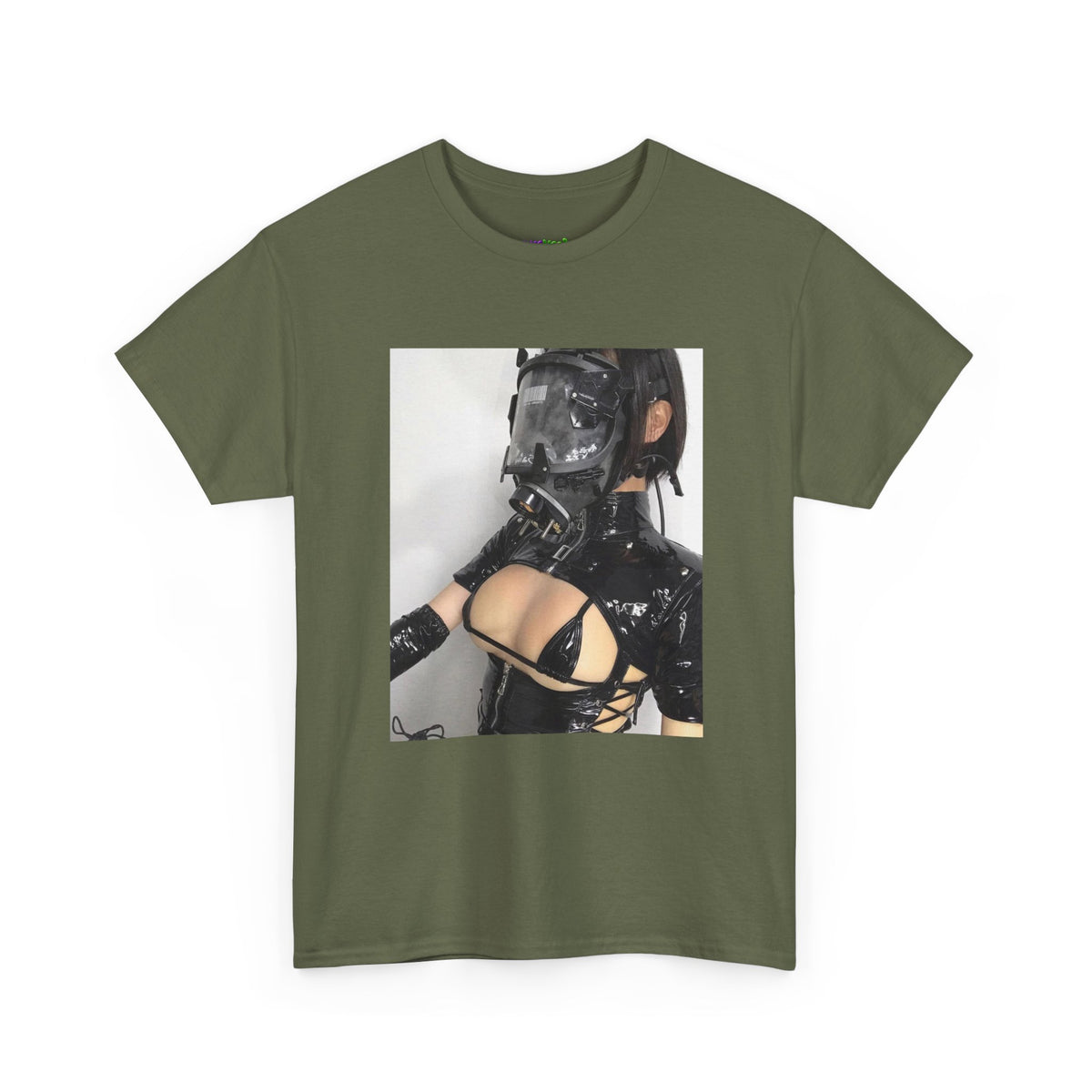 Figure Wearing Gas Mask Tee