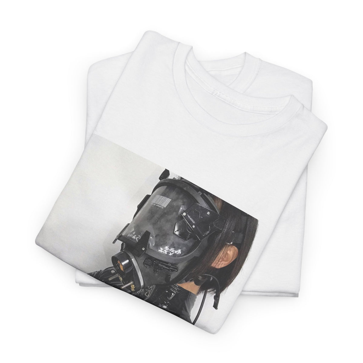 Figure Wearing Gas Mask Tee