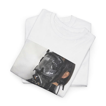 Figure Wearing Gas Mask Tee