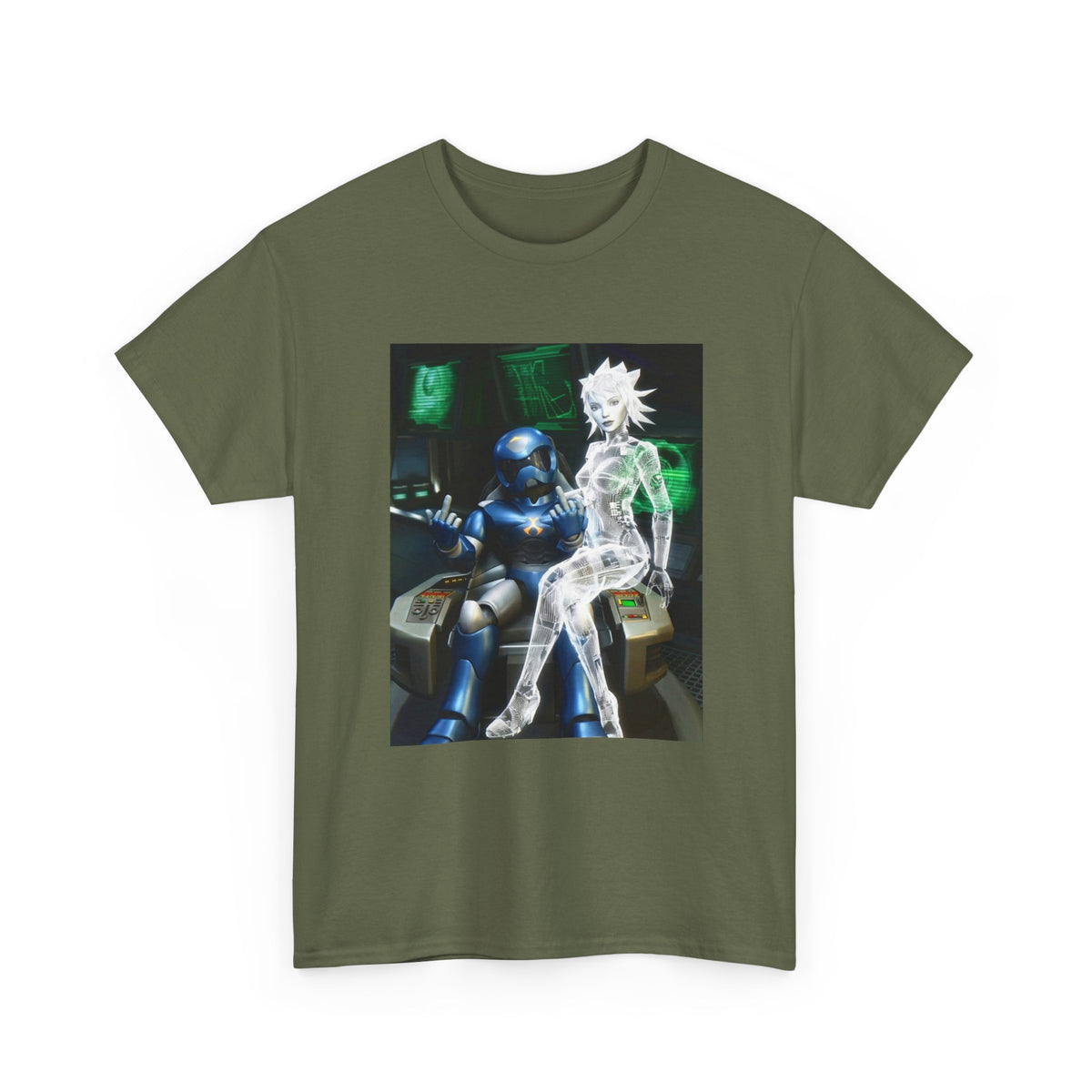 Cyborg & Hologram Flipping The Bird Tee
