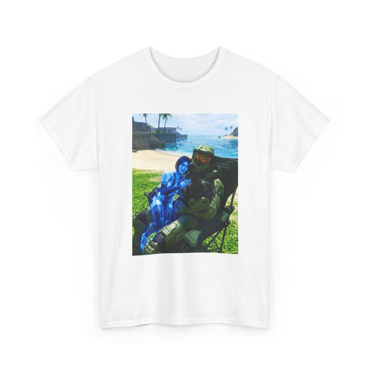 Master Chief And Cortana Beach Chill Tee