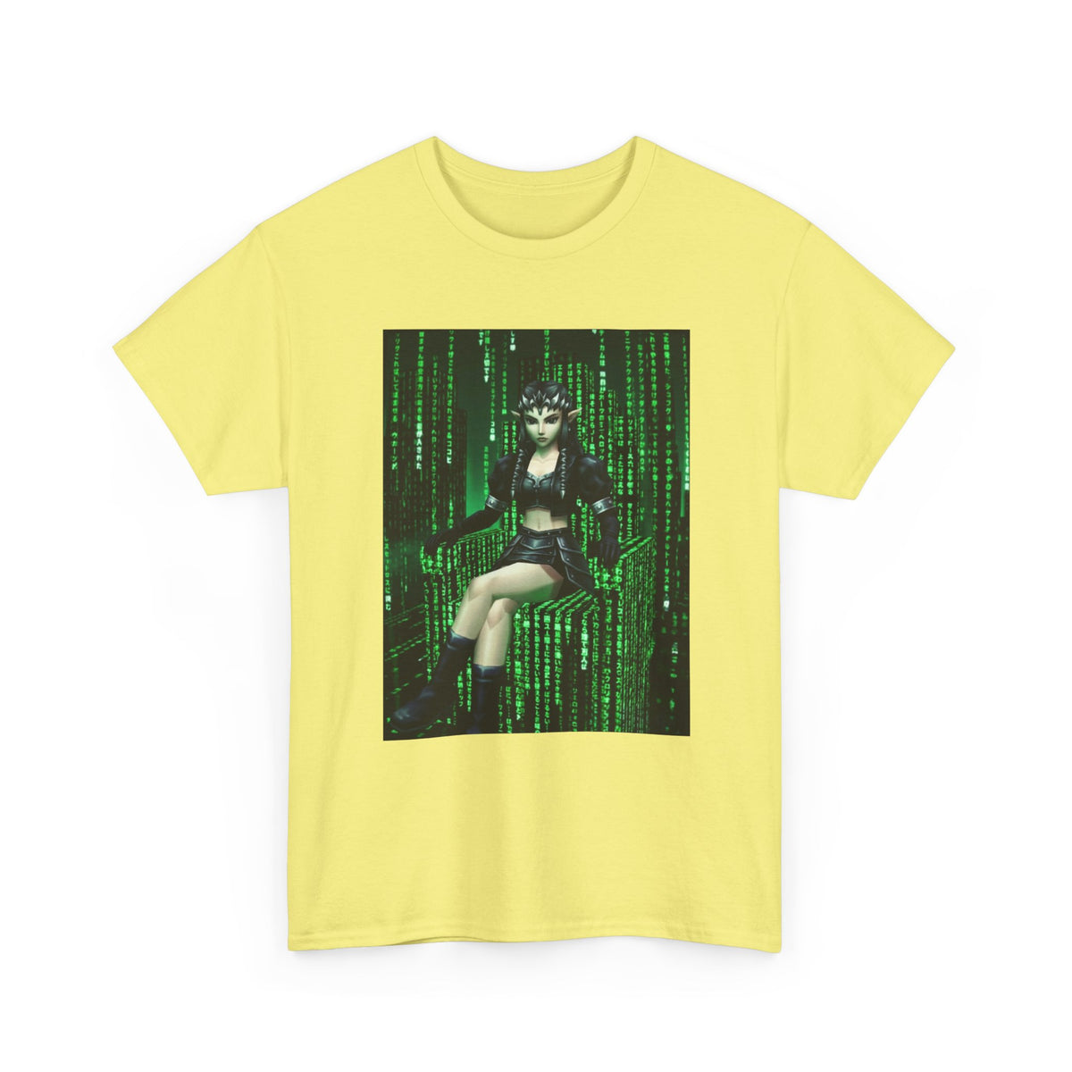 Cyberpunk Elf Queen In The Matrix City Tee