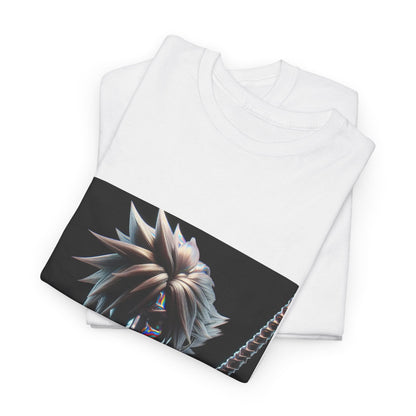 Chrome Spiky-Haired Warrior Reflecting Rainbows Tee