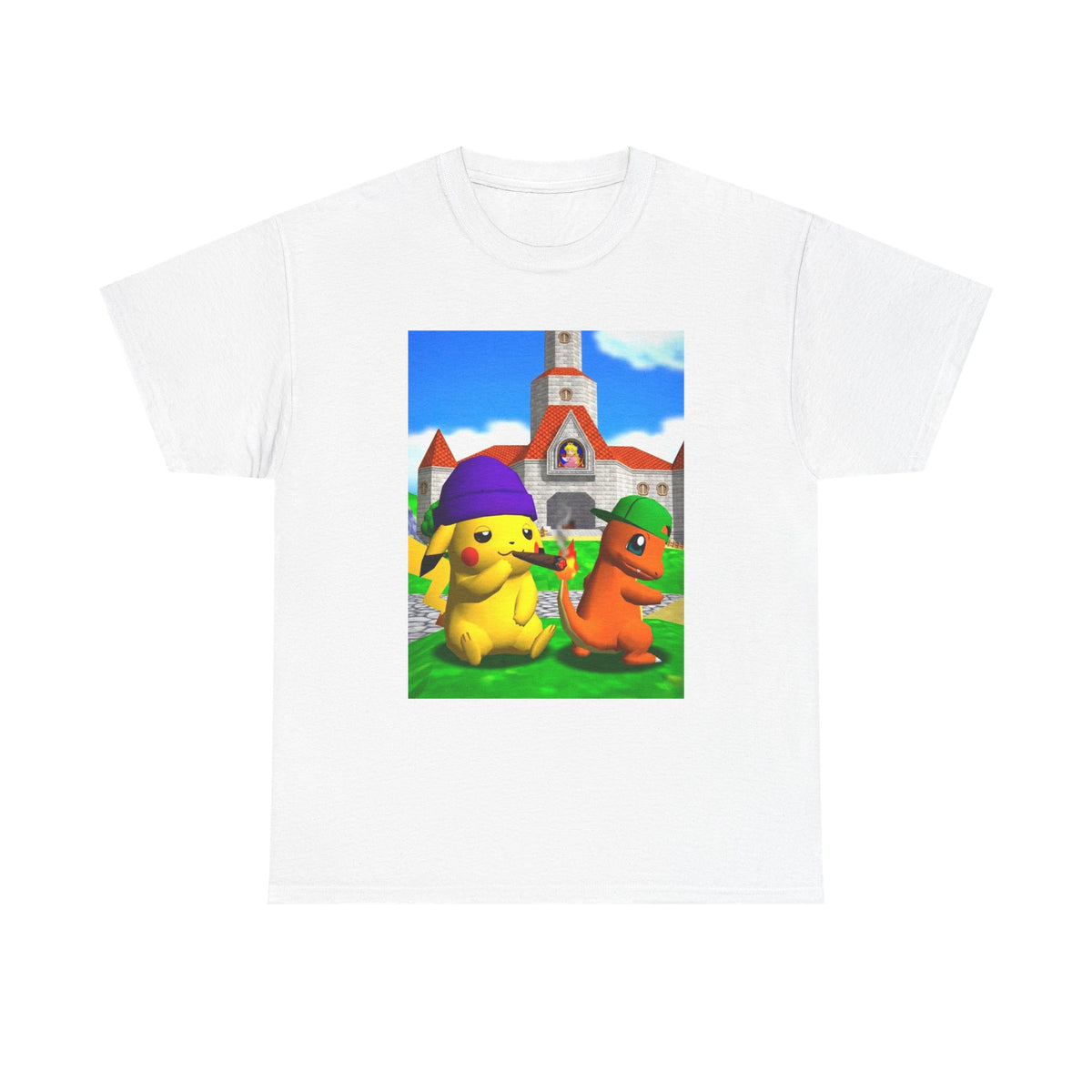Pikachu And Charmander Chilling At Peach's Castle Tee
