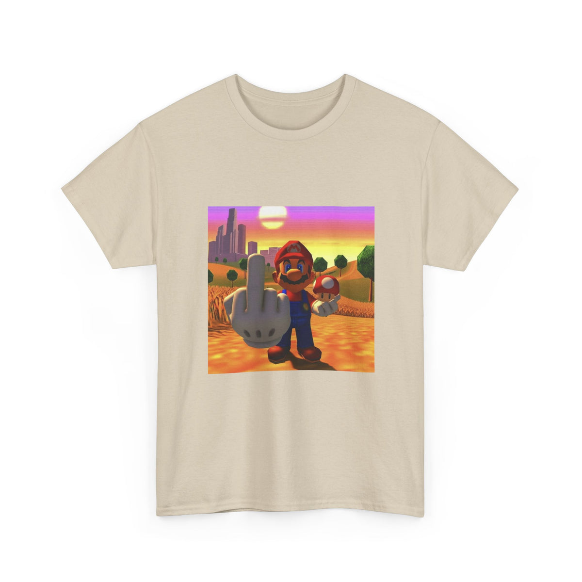 Mario And Mushroom Flipping Off Tee