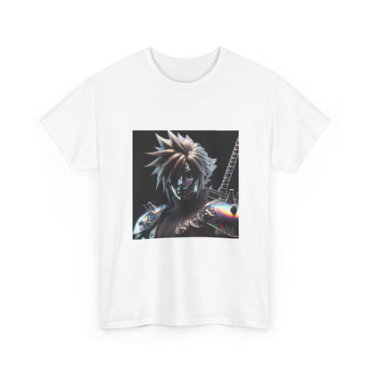 Chrome Spiky-Haired Warrior Reflecting Rainbows Tee