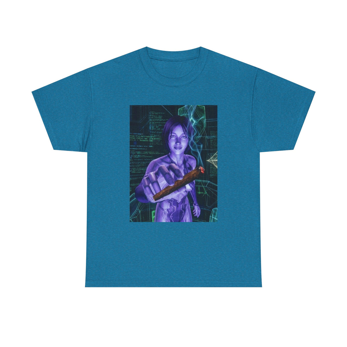 AI Cyber Girl Offering Blunt Tee