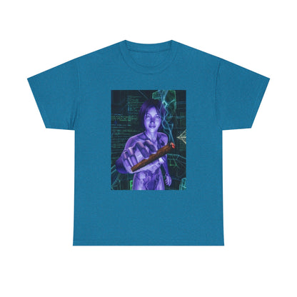 AI Cyber Girl Offering Blunt Tee