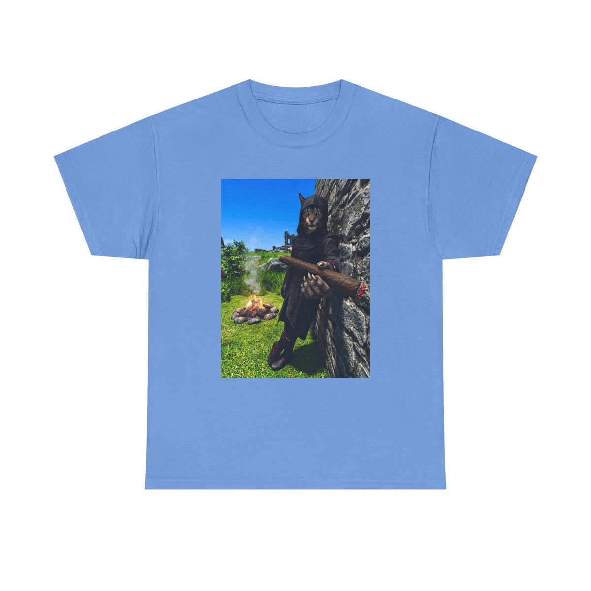 Hooded Khajiit Smoking Blunts By Fire Tee