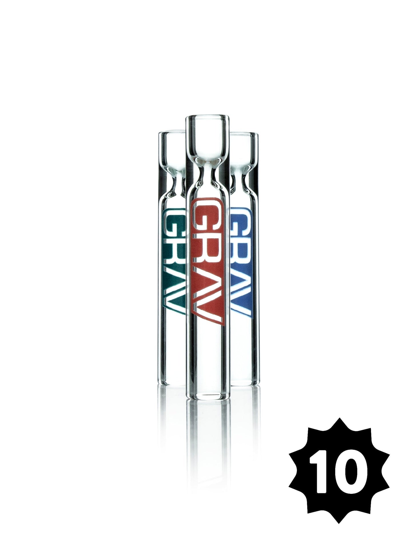 GRAV 12mm Clear Glass Taster Pipes - Quick Hit Pack of 10