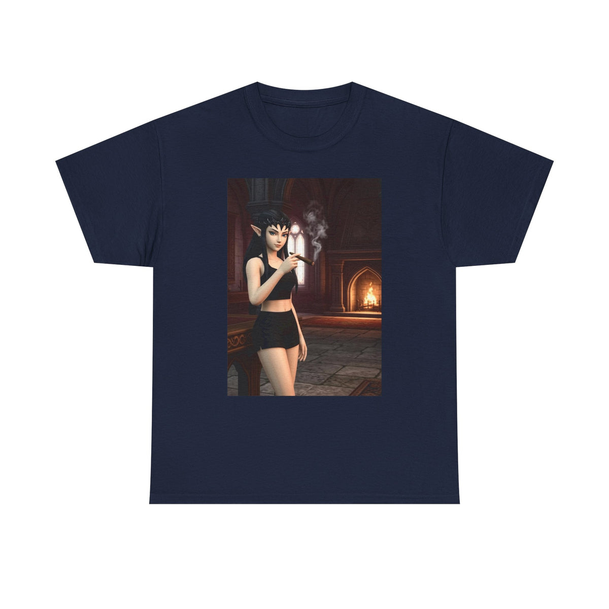 Dark Elf Girl Smoking Cigar Tee