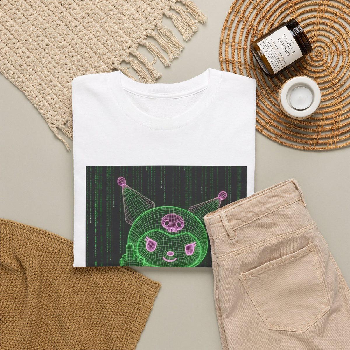 Kuromi Matrix Glitch Skateboard Flip Tee