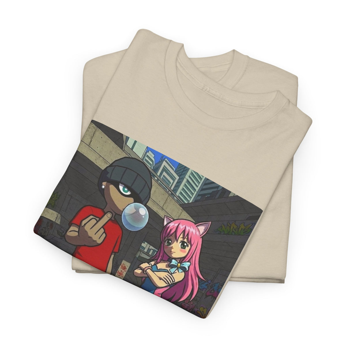 Skater Punk And Kitty Girl In Skater Park Tee
