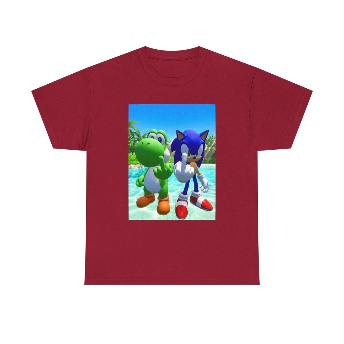 Yoshi And Sonic Flipping Off Tee