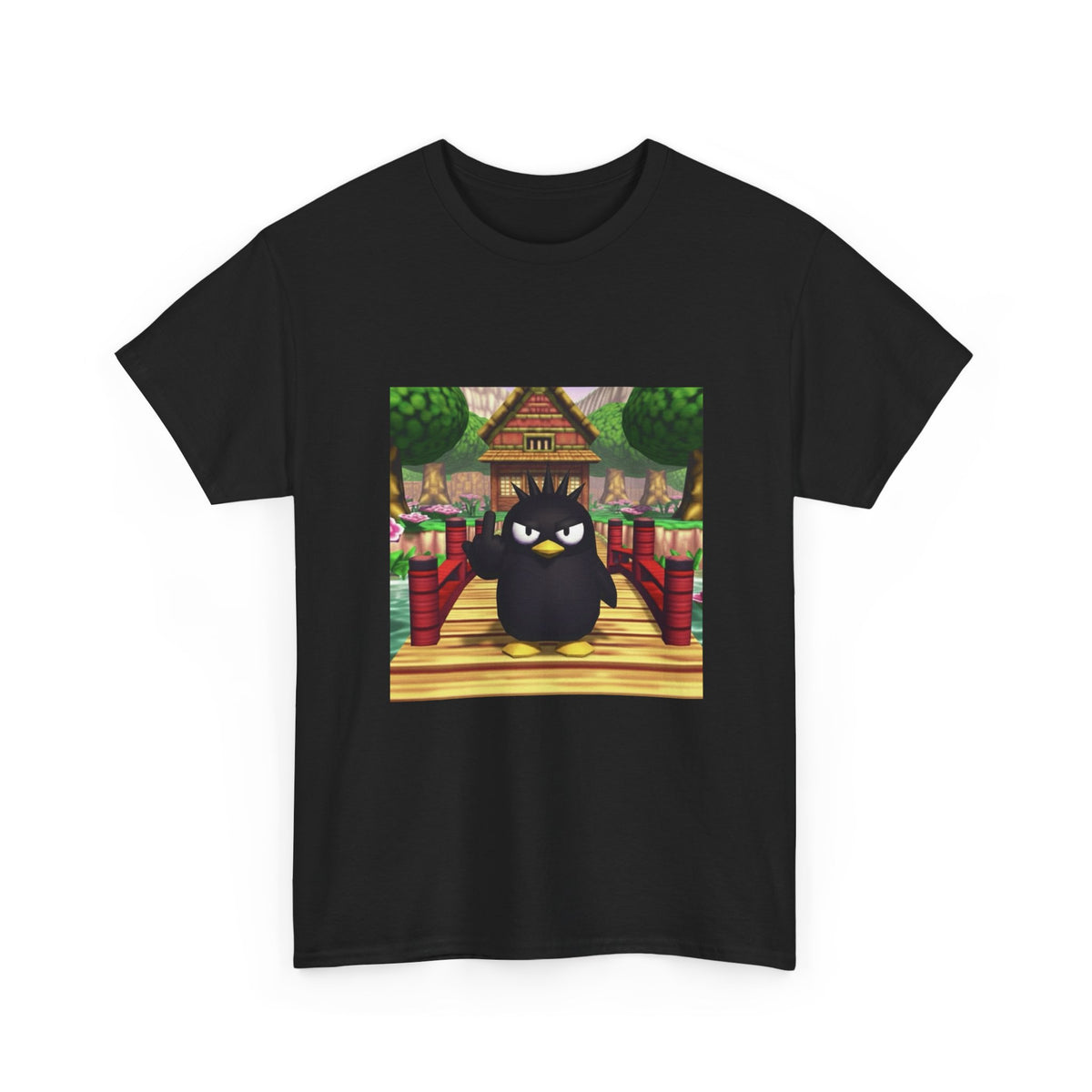 Grumpy Black Bird Flipping Off Tee